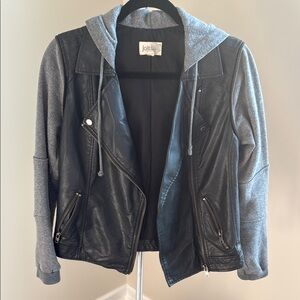 Jolt Women's Leather Jacket with Gray Sleeves